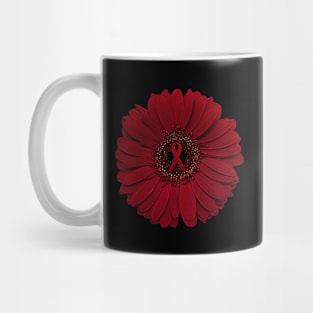 Faith Hope Love World Aids Day Awareness Flower Red Ribbon Mug